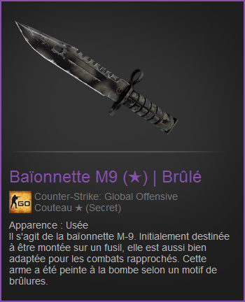 Baïonette M9 | Brûlé à gagner (Usée)