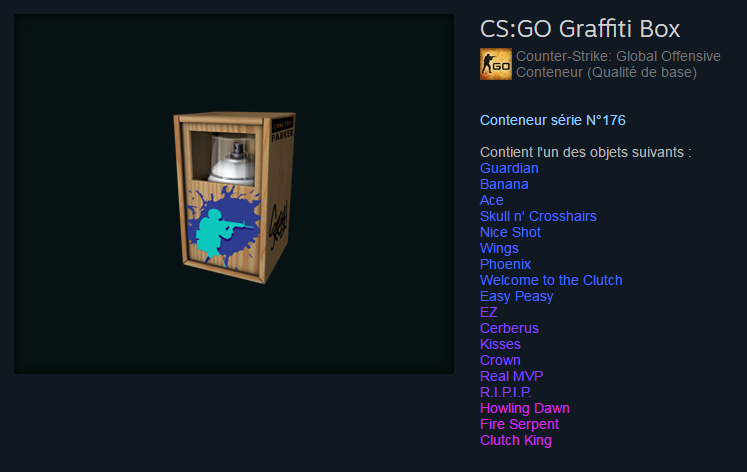 Exemple de boite graffiti sur le Steam Market
